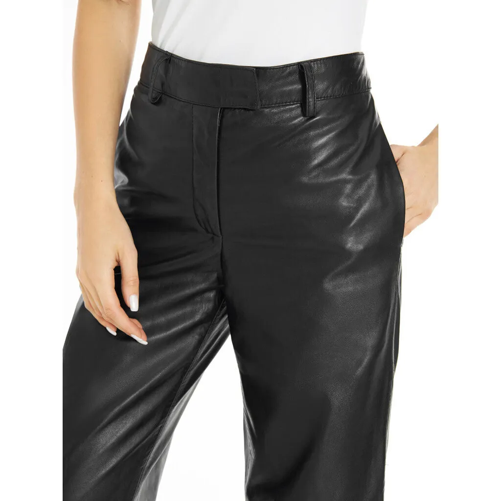 Adele RW leather pants with wide legs / 50240 - Black (Nero)