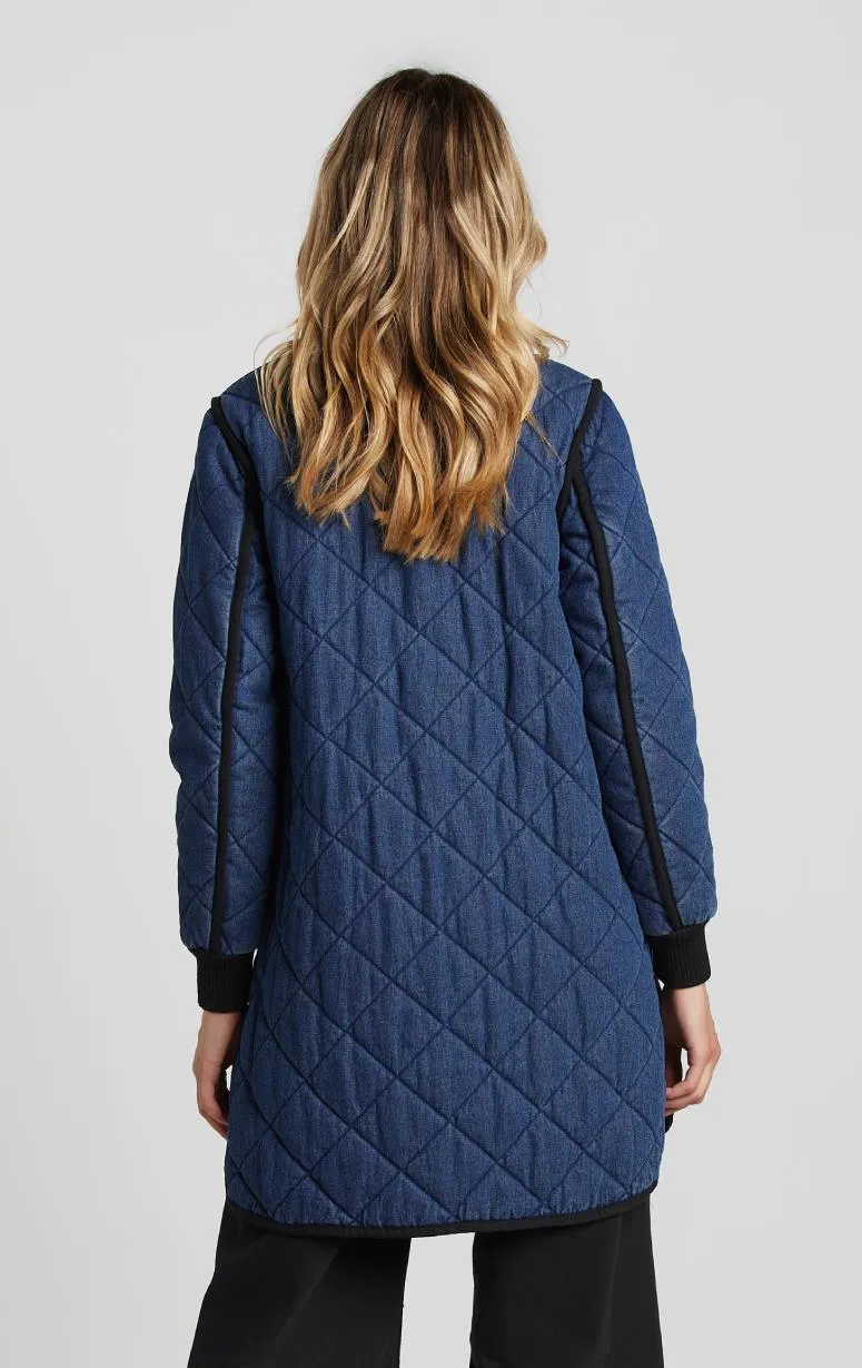 Adroit- Denim 7/8's Quilted Coat