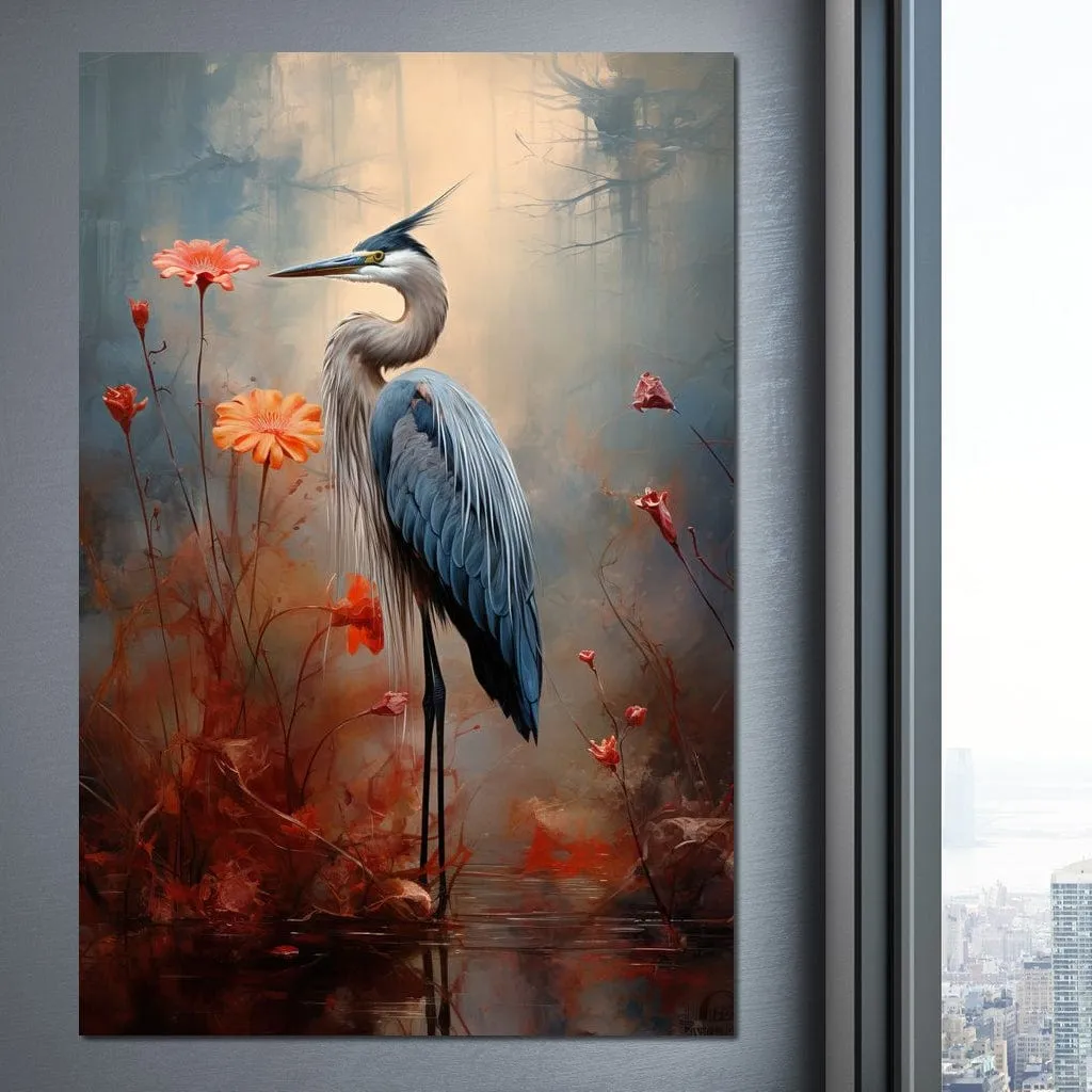 Autumn Heron Feathered Dawn