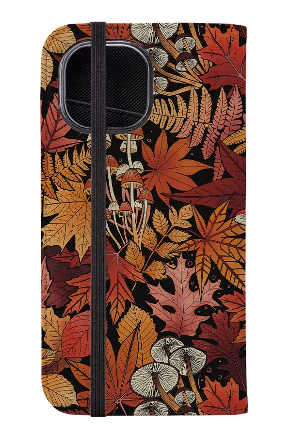 Autumn Leaves by Freya's Prints Wallet Phone Case (Orange)