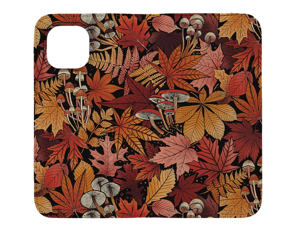 Autumn Leaves by Freya's Prints Wallet Phone Case (Orange)