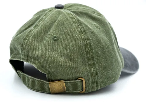 Autumn Pre Washed Canvas Two Tone Strapback Hat - Army