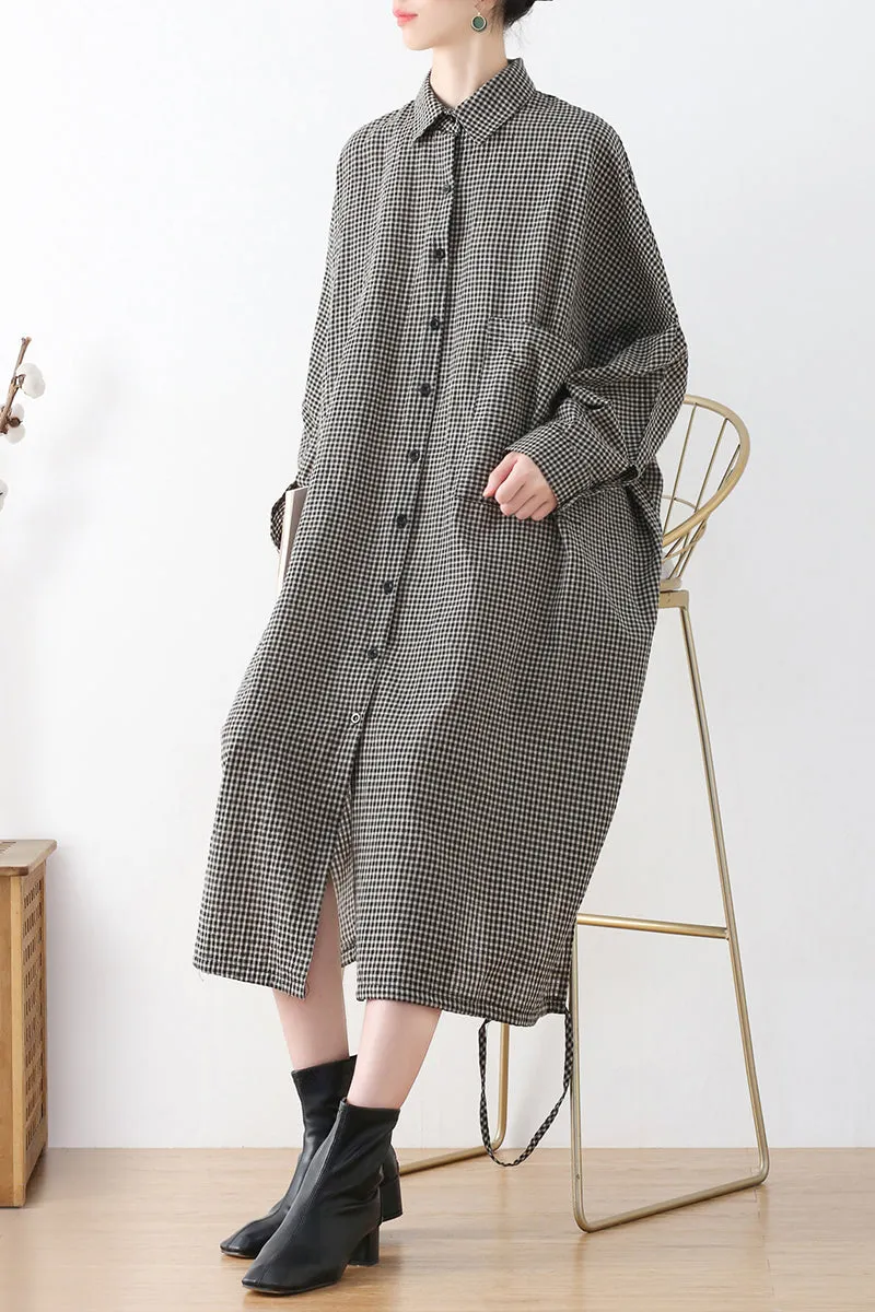 Autumn Retro Loose Cotton Dress Plus Size