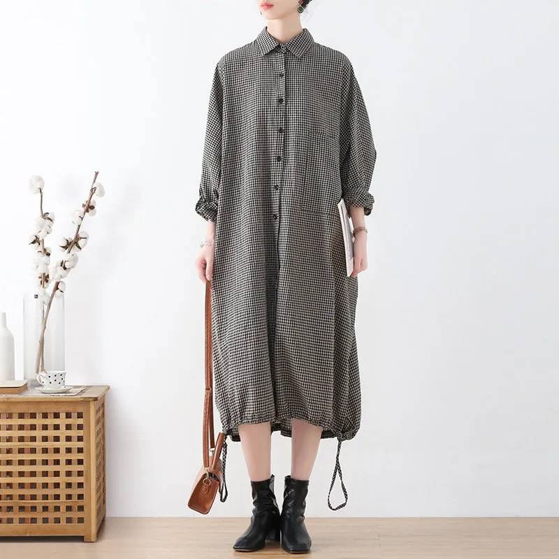 Autumn Retro Loose Cotton Dress Plus Size