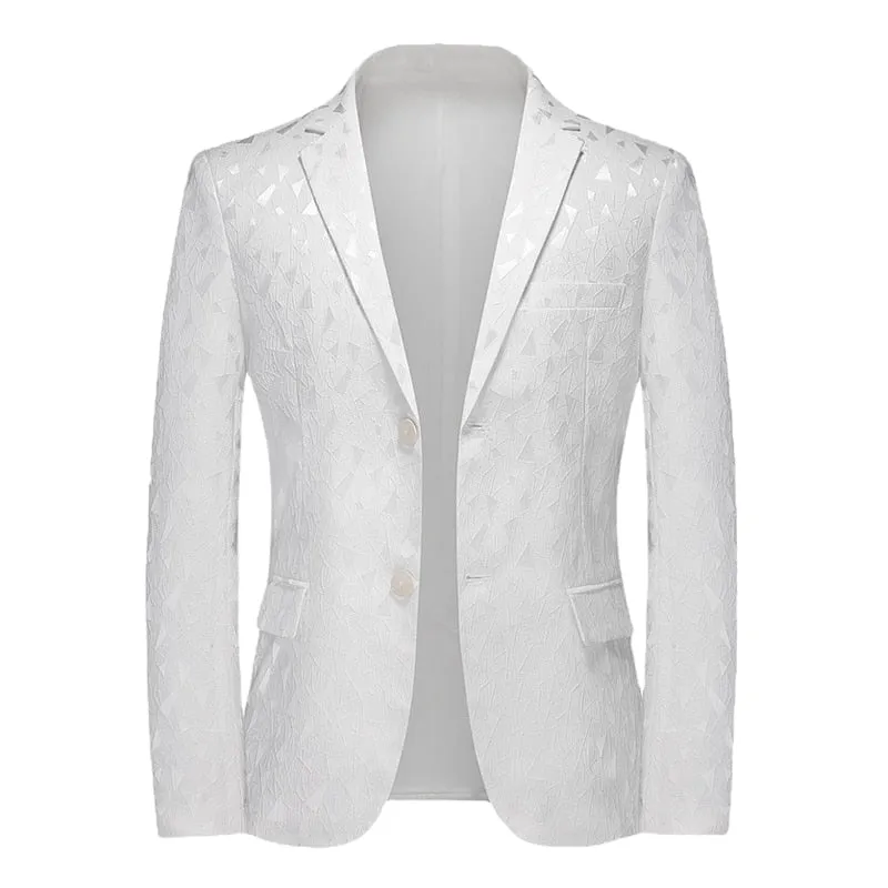 Autumn White Casual Luxurious Double Layer Jacquard Blazer for Men