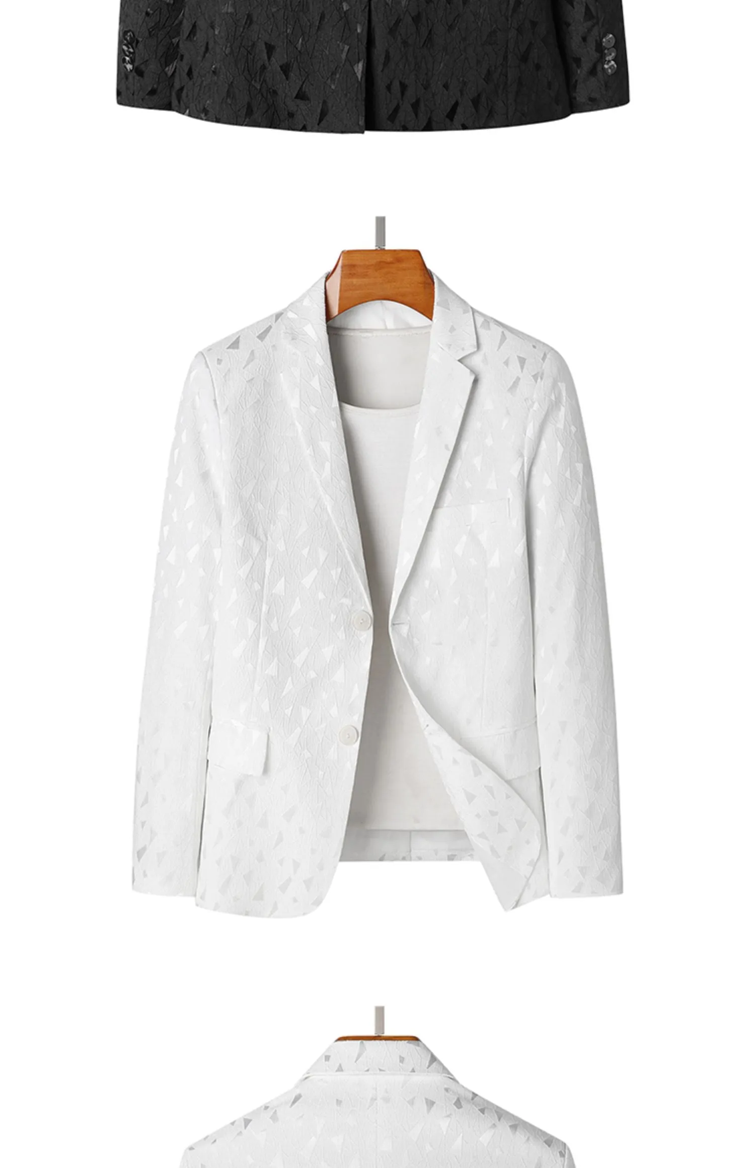 Autumn White Casual Luxurious Double Layer Jacquard Blazer for Men