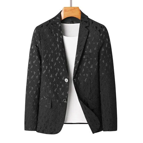 Autumn White Casual Luxurious Double Layer Jacquard Blazer for Men