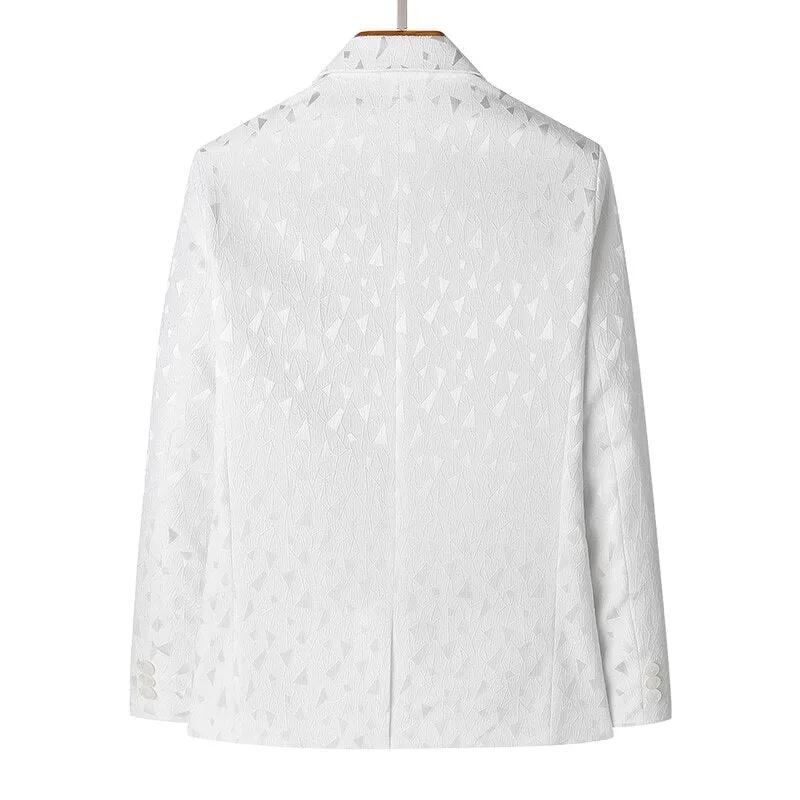 Autumn White Casual Luxurious Double Layer Jacquard Blazer for Men