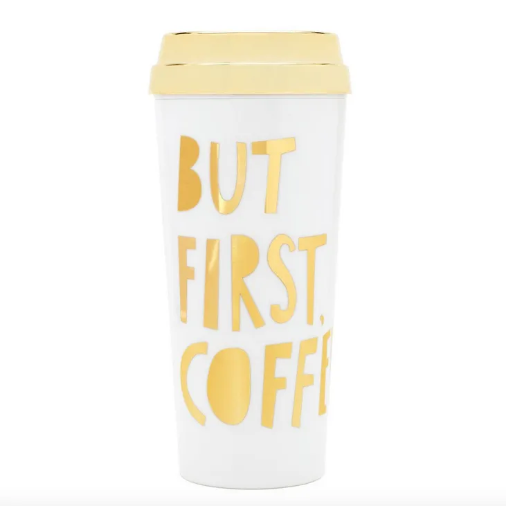 Ban.do - Deluxe Hot Stuff Thermal "But First, Coffee" in Gold