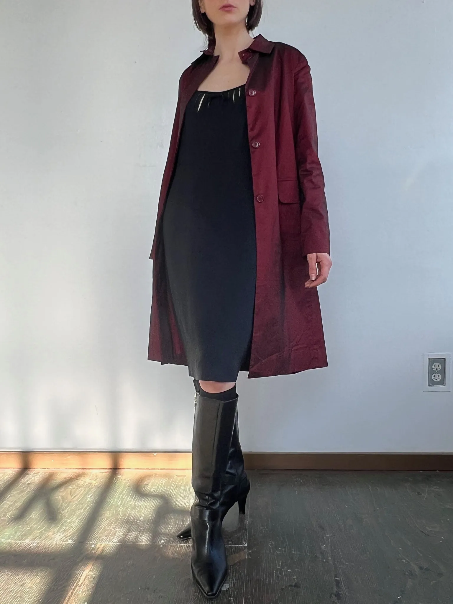 BCBG Crimson Sharkskin 90s Trench (XS)