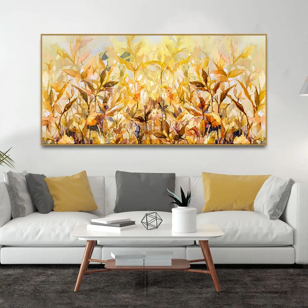 Beautiful Autumn Season with Yellow Leaves Canvas Wall Painting