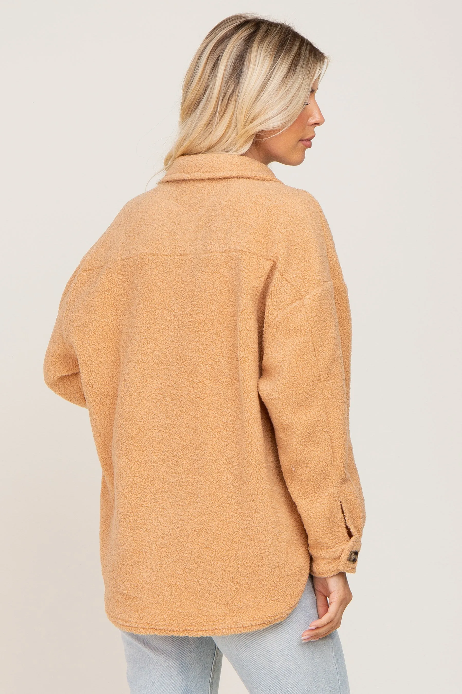 Beige Fleece Shirt Jacket