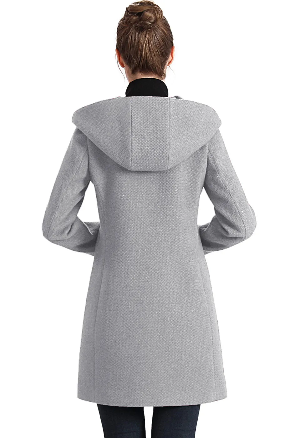 BGSD Women Sol Wool Asymmetrical Hooded Walker Coat