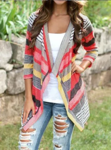 Boho Autumn Causal Sweater Knitted Cardigan Women Long Cardigans Blue Red Knitting Ethnic Ladies Autumn Oversize Open Front