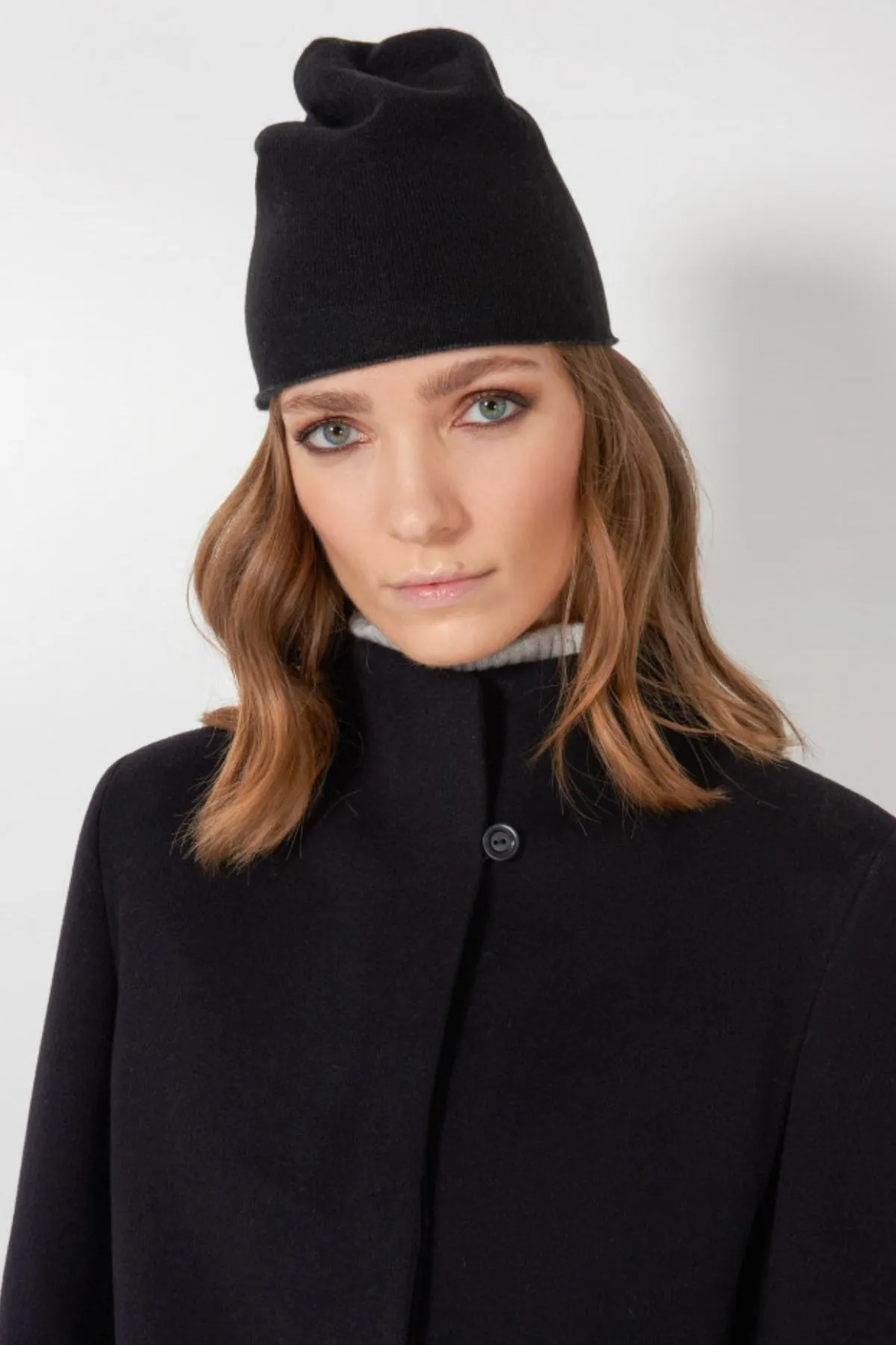 Cashmere & Wool Coat with High Stand Up Collar 30001