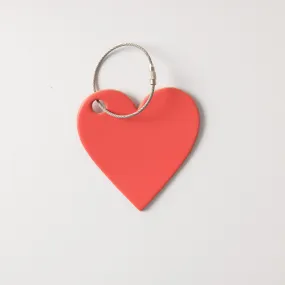 Coral Leather Heart Tag