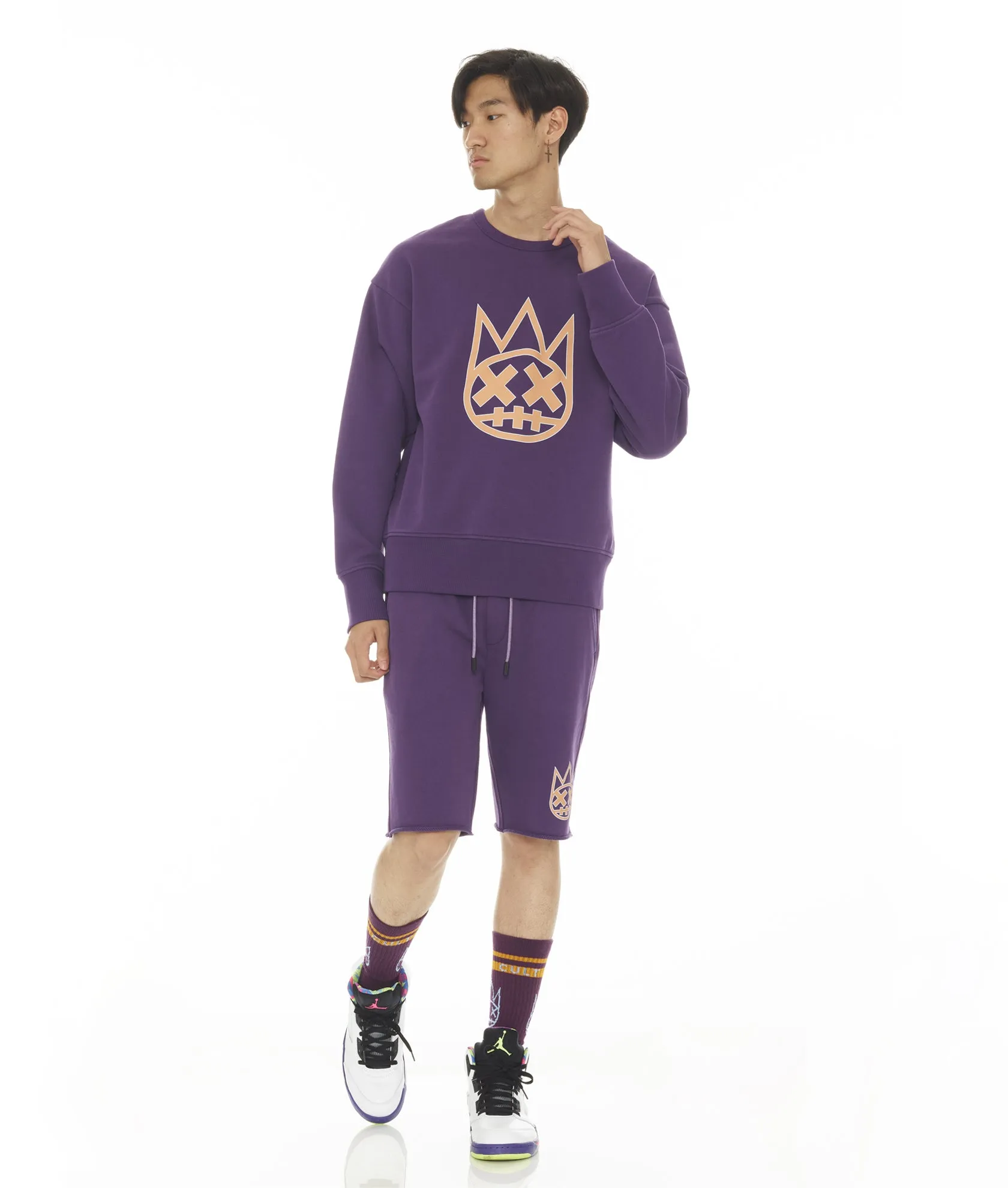 CREW NECK FLEECE IN ACAI