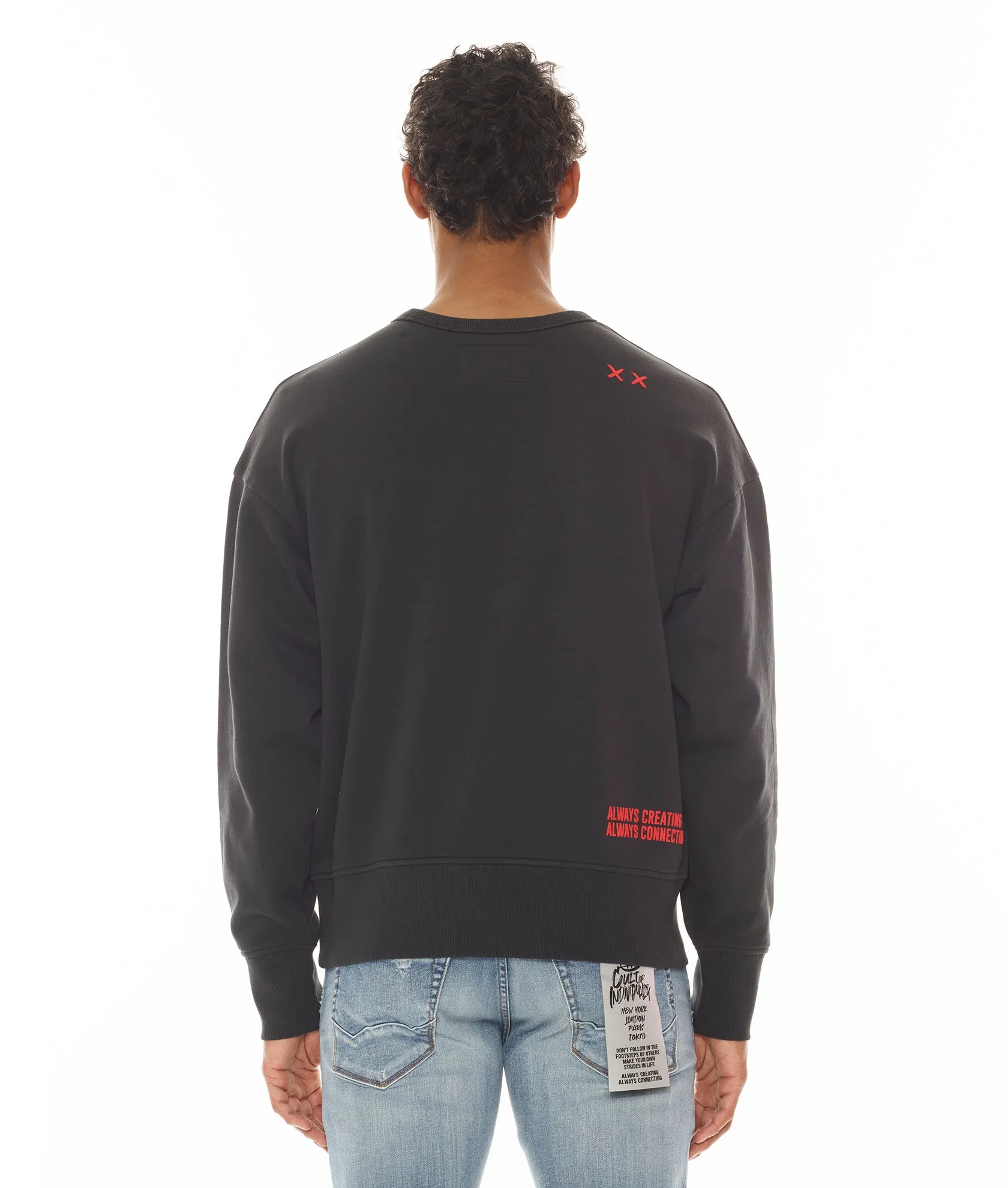 CREW NECK FLEECE IN BLACK