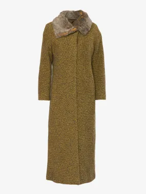 DKNY Herringbone Coat with Fur