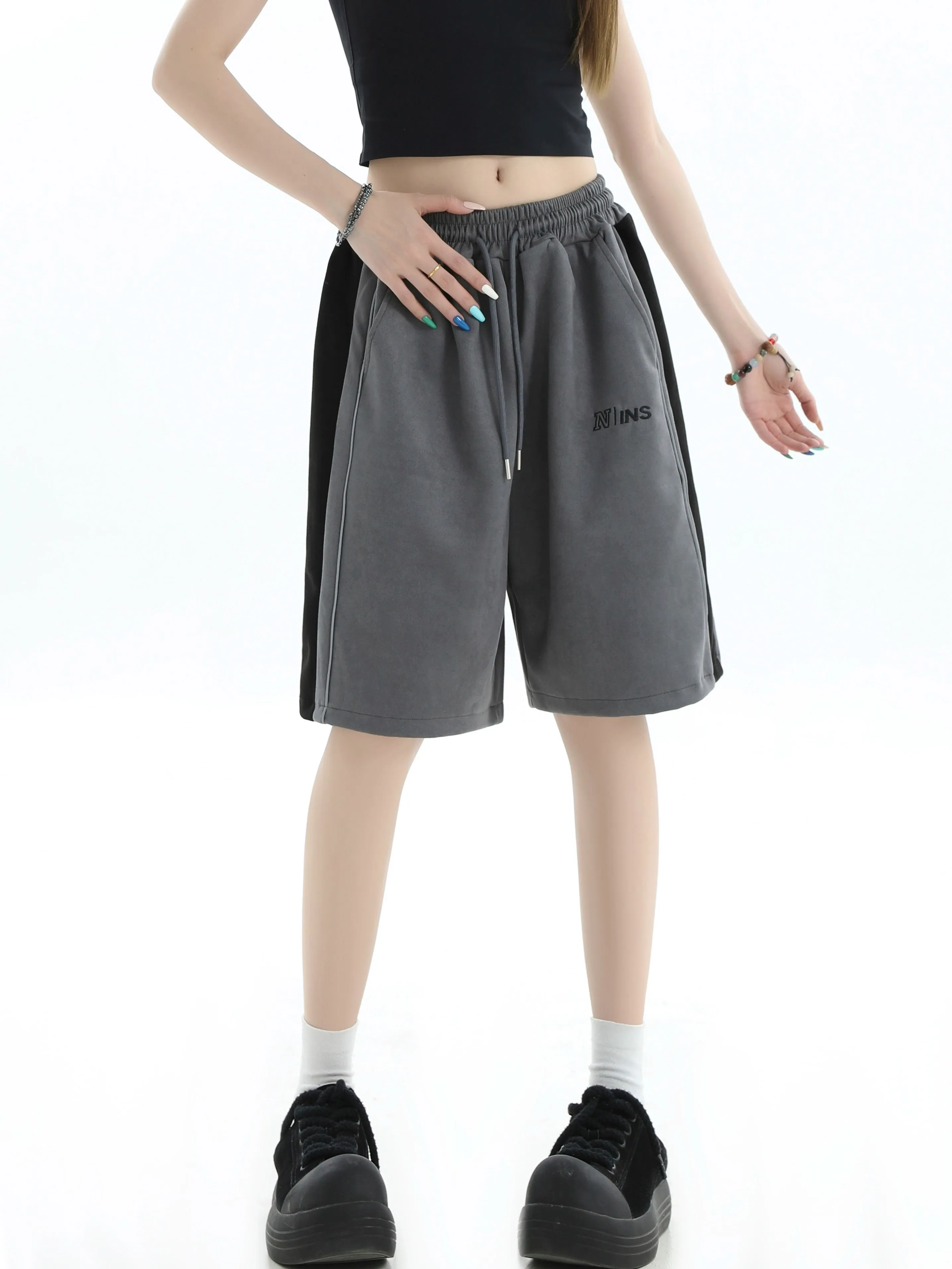 Drawstring Suede Leather Shorts