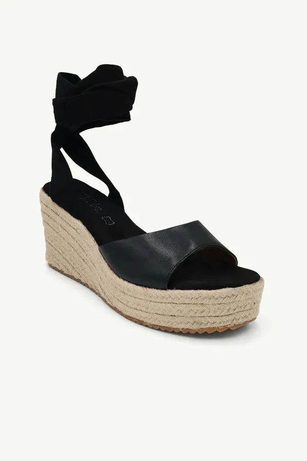 Duke Leather Espadrille - Black