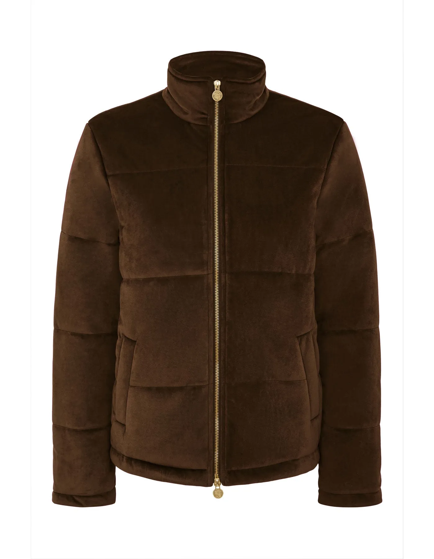 Ella Brown Velvet Winter Padded Jacket - 75% OFF