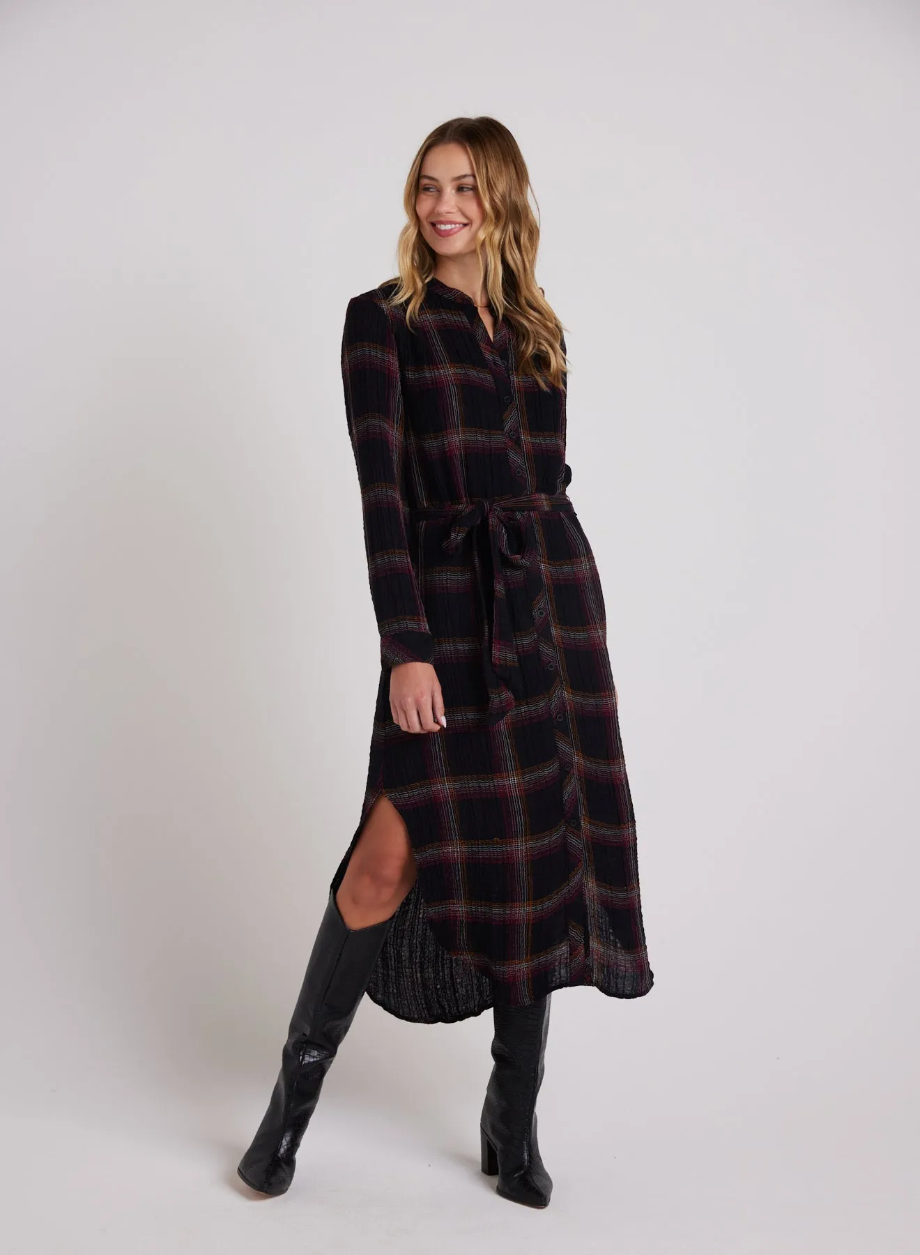 Flowy Hem Maxi Dress - Autumn Sunset Plaid