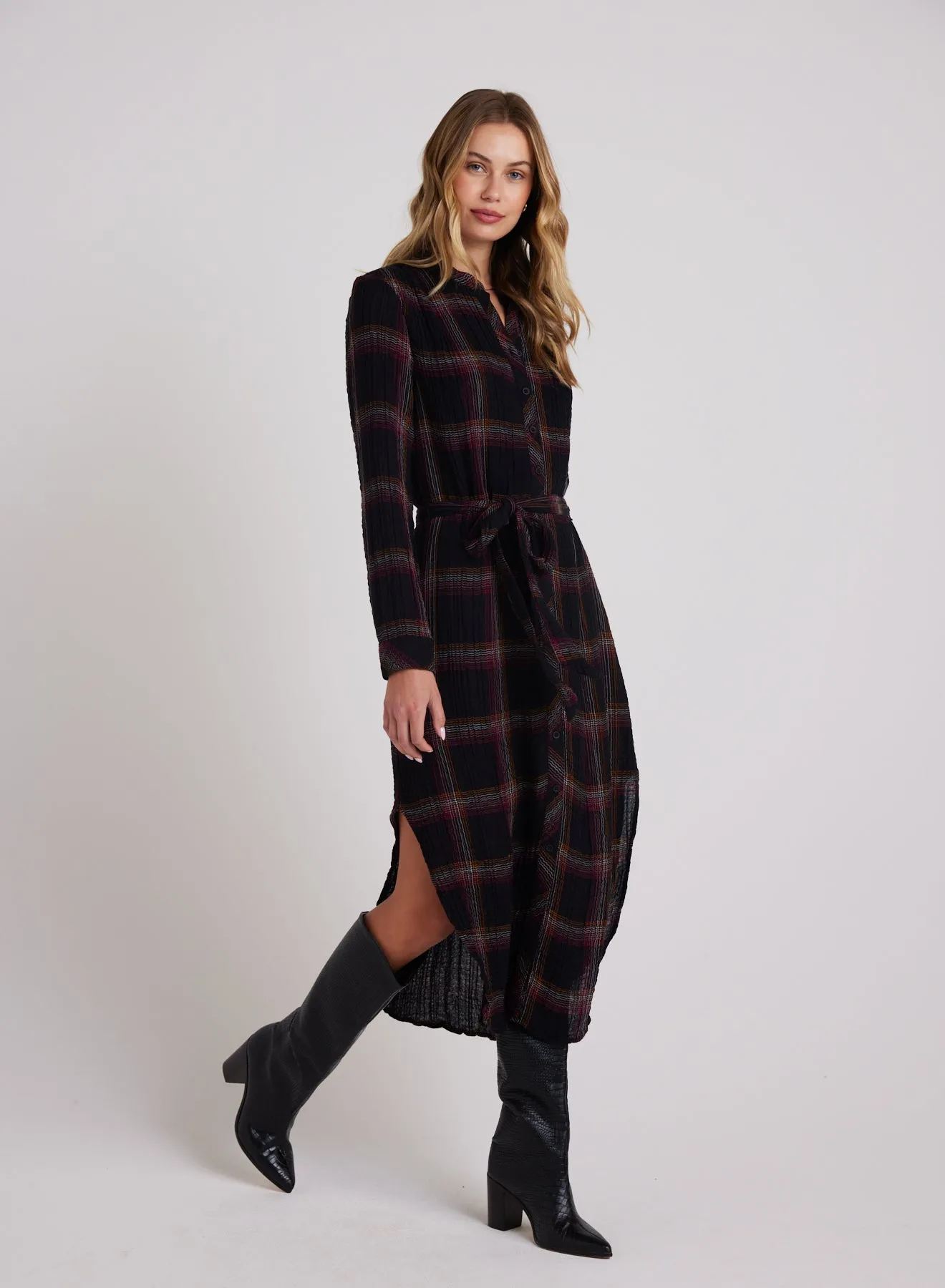 Flowy Hem Maxi Dress - Autumn Sunset Plaid