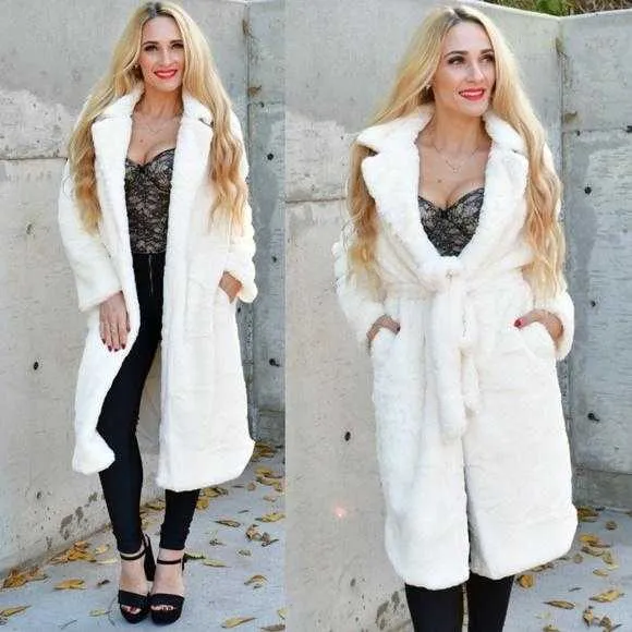 GIA Cream Faux Fur Coat