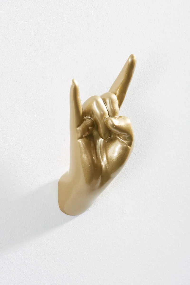 Gold Rock On Hand Wall Art & Coat Hook