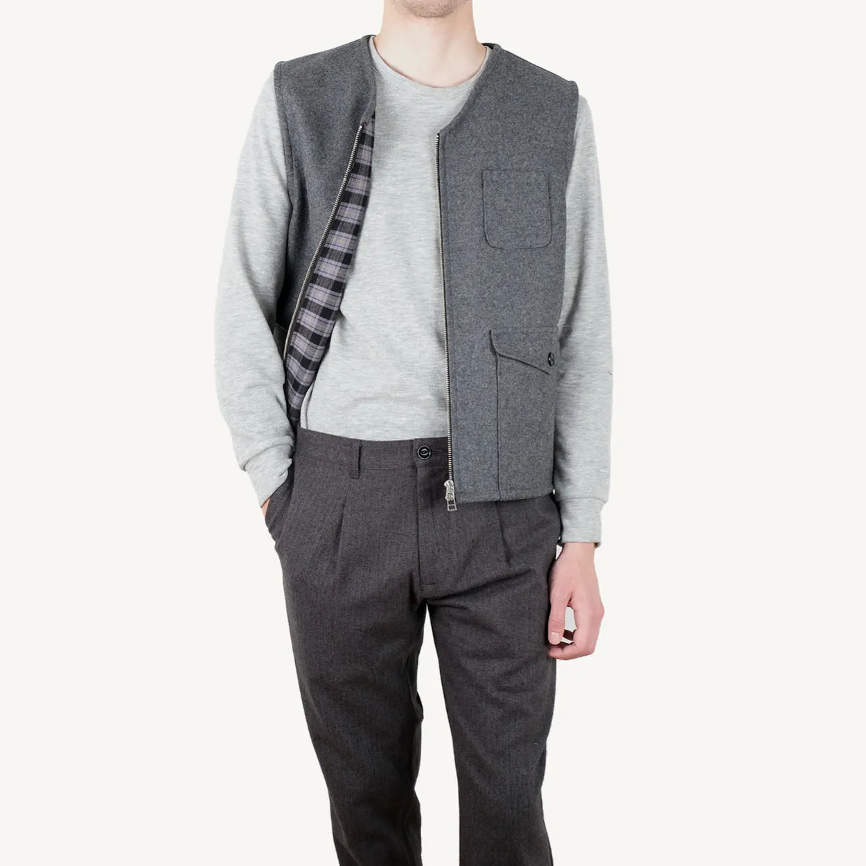 Grey Wool Field Vest