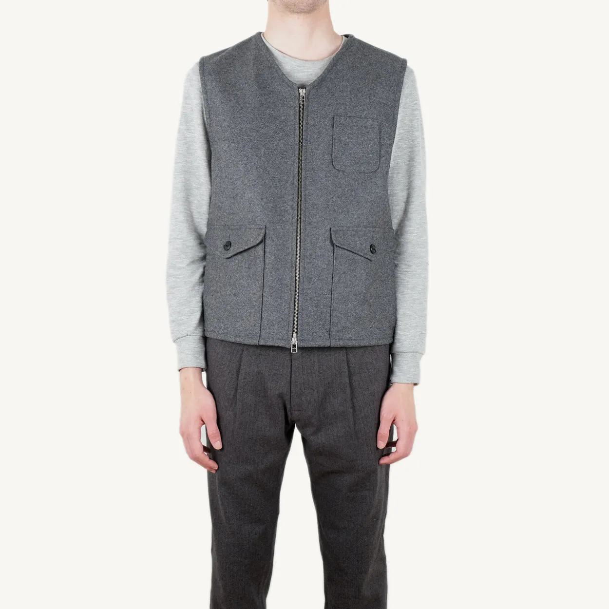 Grey Wool Field Vest