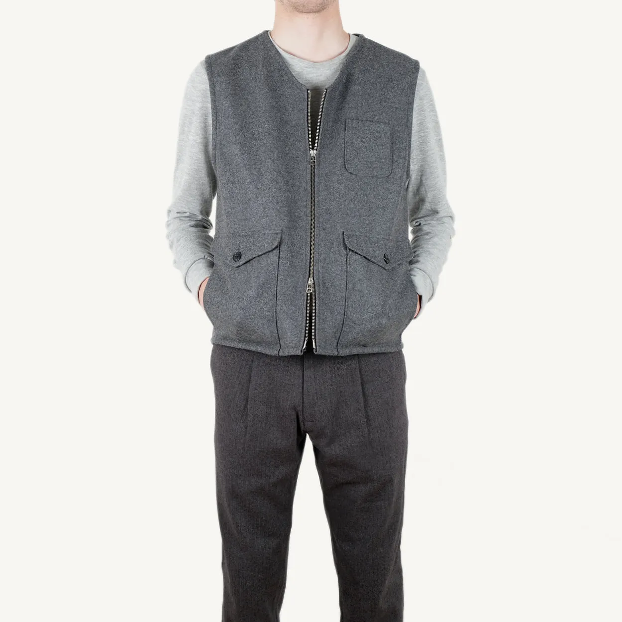 Grey Wool Field Vest