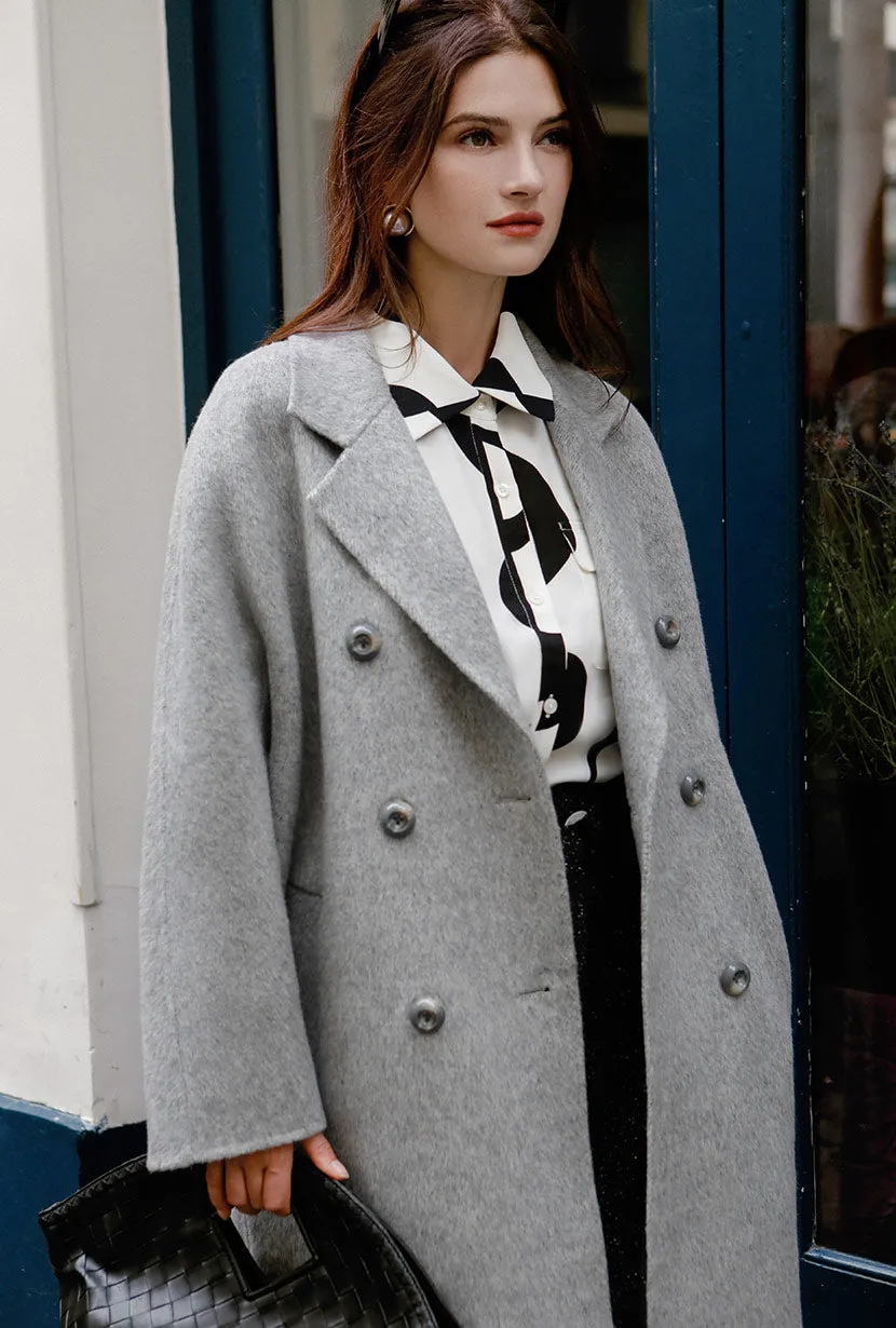 Harriet Double-Breasted Wool Coat - Cloud Grey