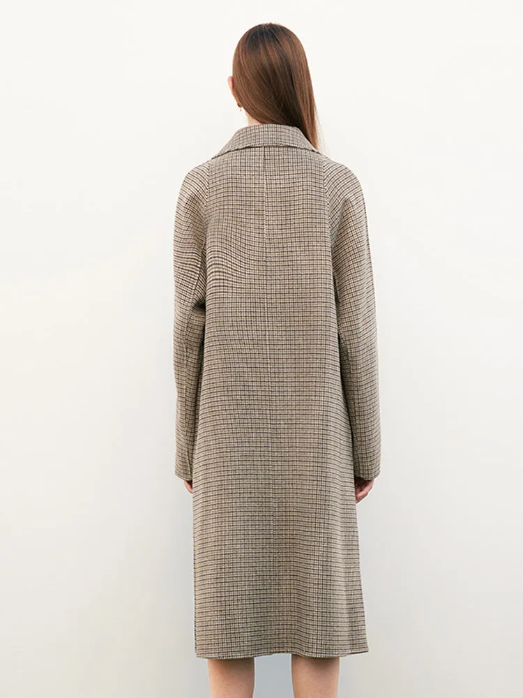 Houndstooth Double-Face Woolen Coat