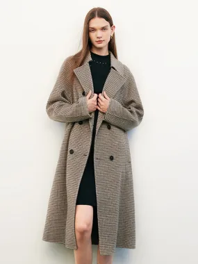 Houndstooth Double-Face Woolen Coat