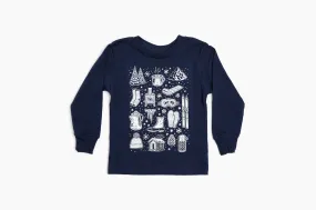 Kids Winter Time Long Sleeve Tee-Navy