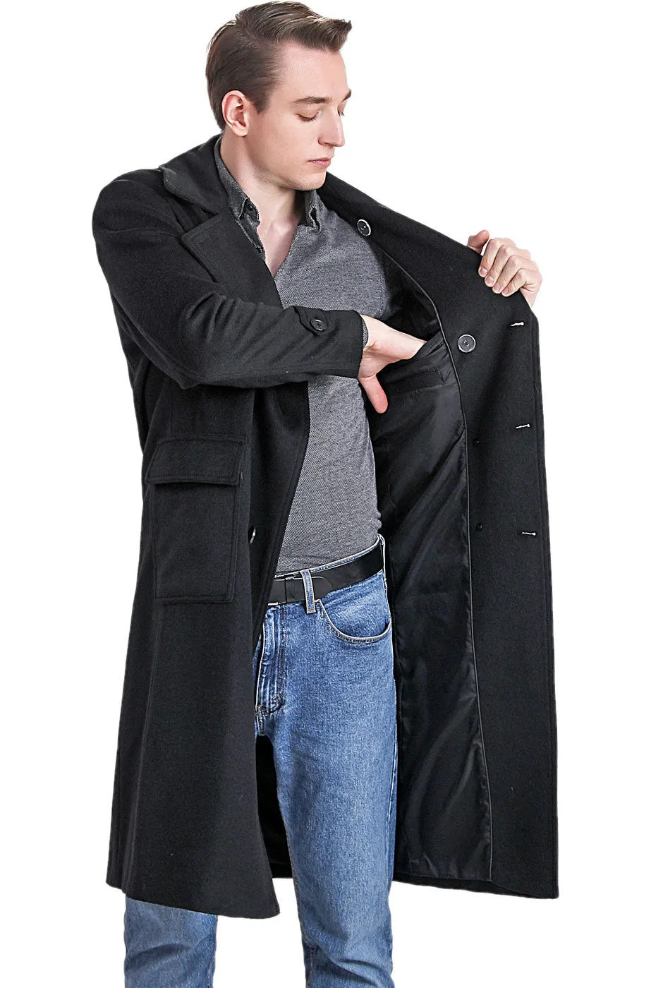 Landing Leathers Men Peter Wool Blend Long Walker Coat