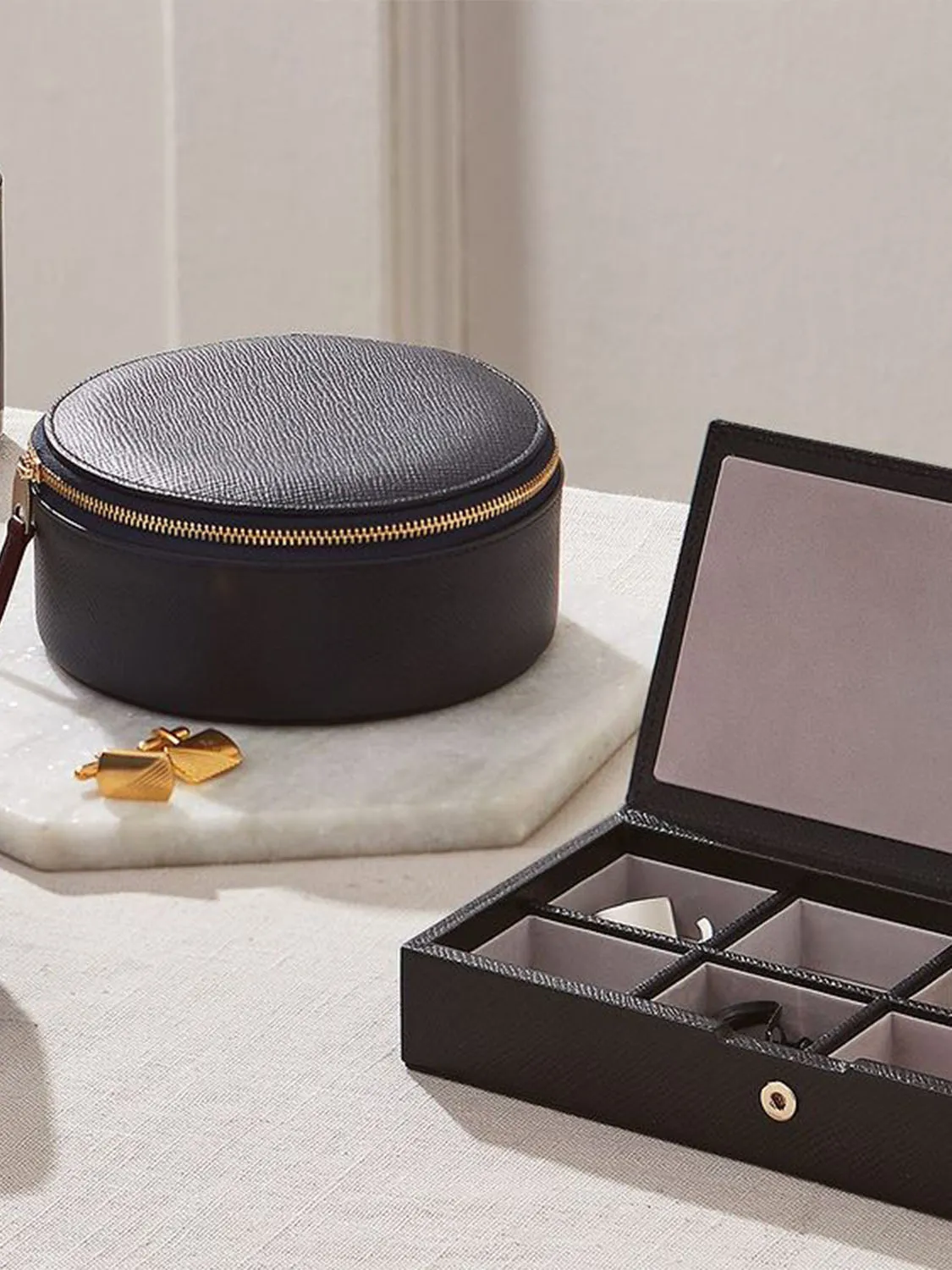 Leather Cufflink Box Black