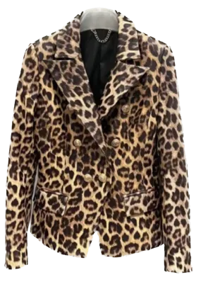 Luxe Leopard Leather Blazer