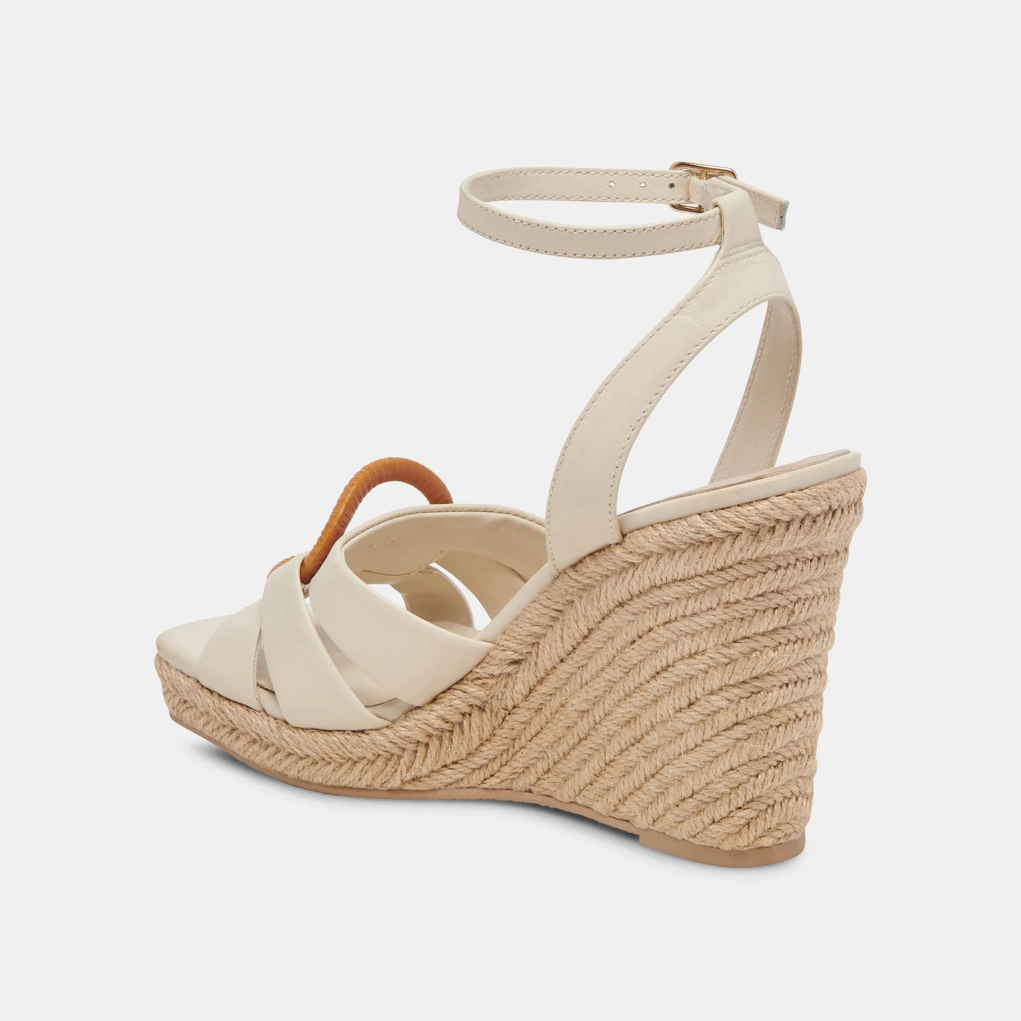 Ivory Leather Maze Wedges for Women