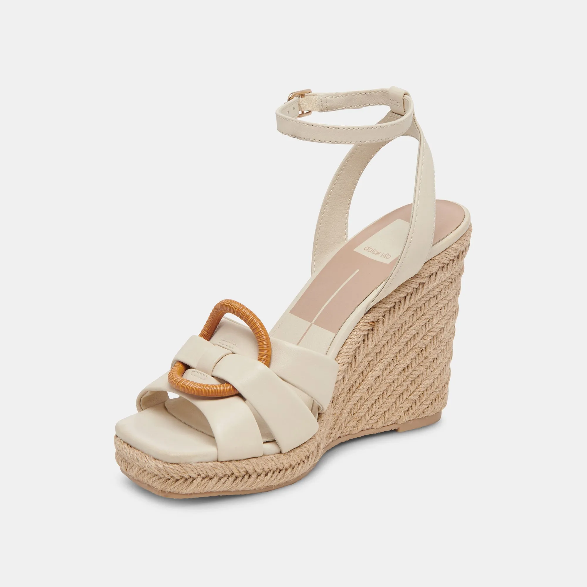 Ivory Leather Maze Wedges for Women