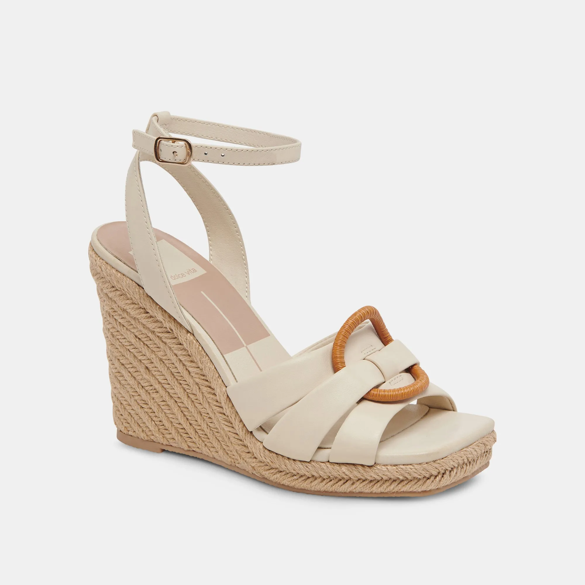 Ivory Leather Maze Wedges for Women