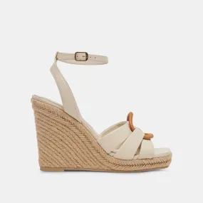 Ivory Leather Maze Wedges for Women