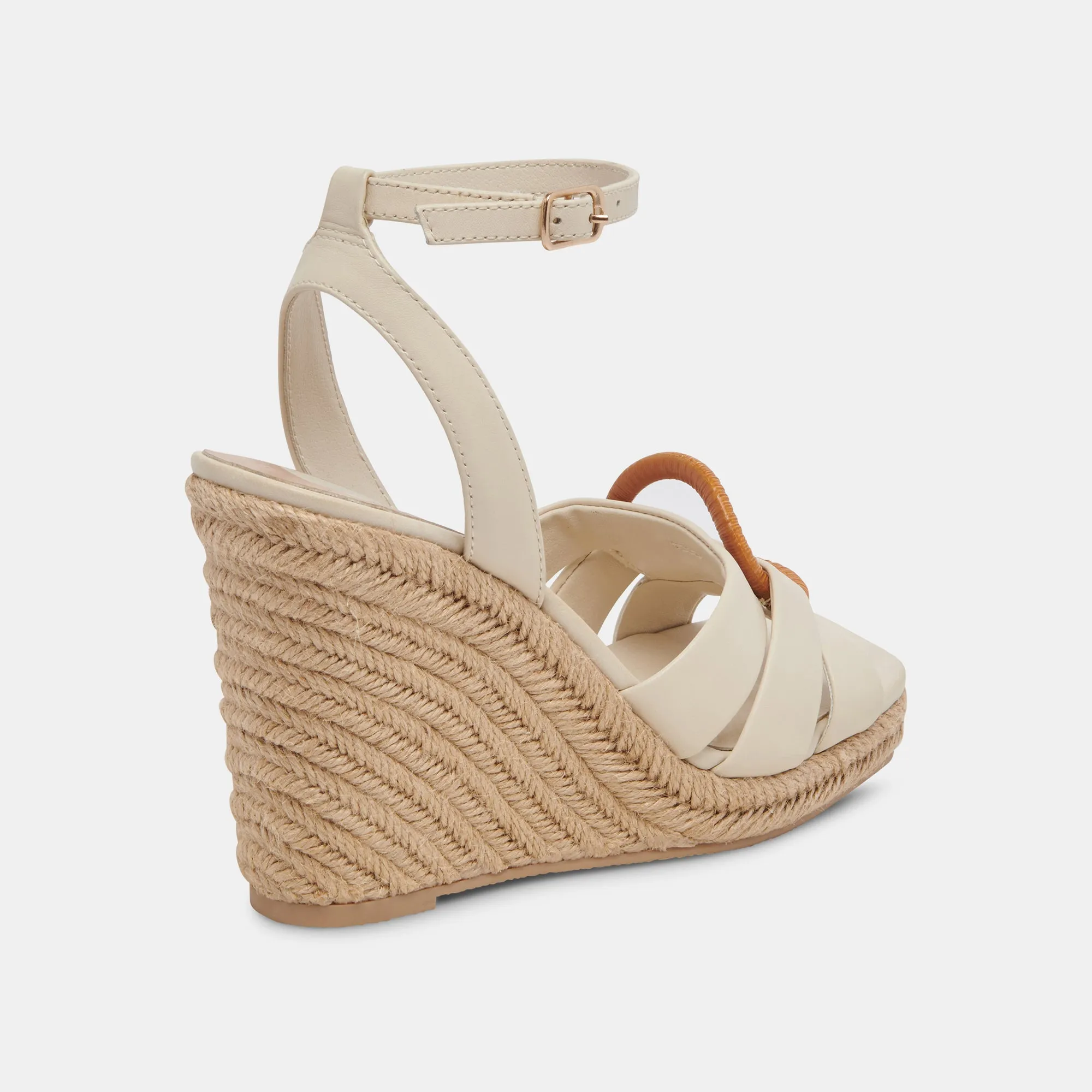 Ivory Leather Maze Wedges for Women