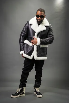 Men's Asher Sheepskin Shearling Coat [Black/White]