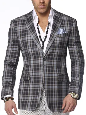 Men's plaid sport coat blazer Emilio Blue