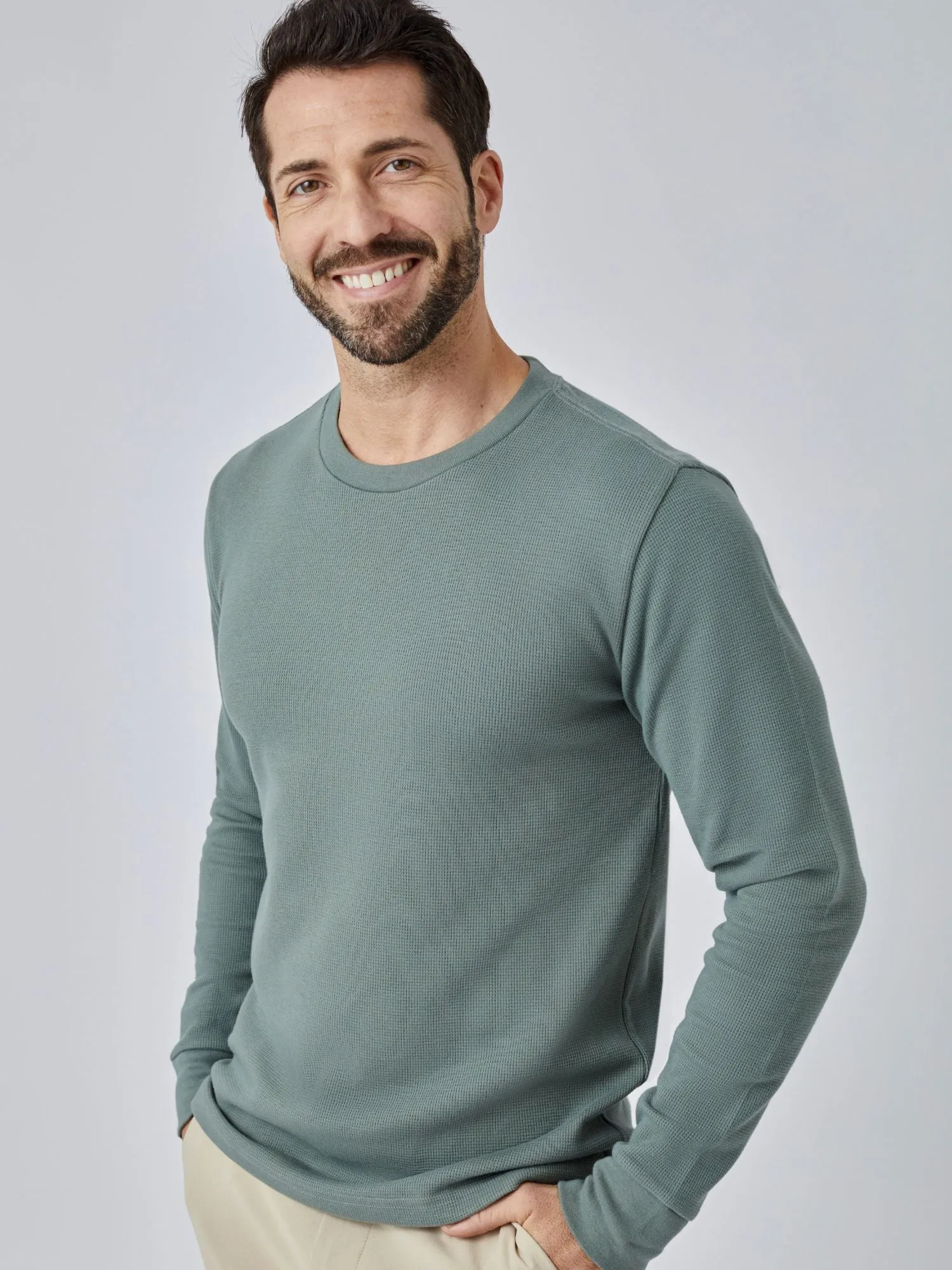 Mercury Green Thermal Long Sleeve Crew