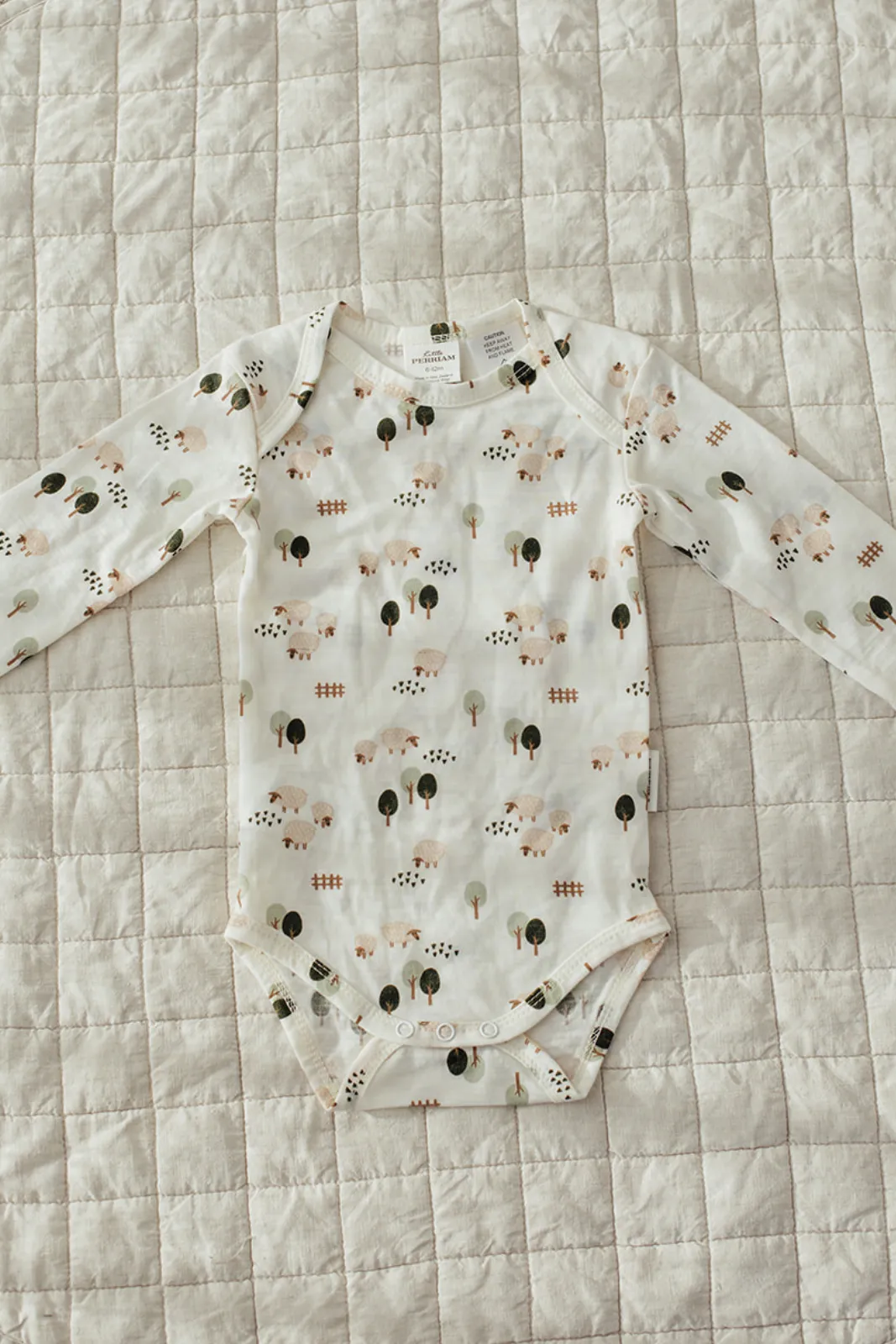 Merino Wool Baby Onesie - Farmyard