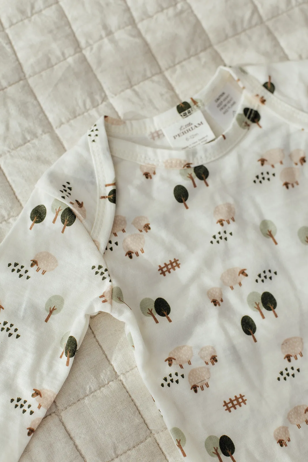 Merino Wool Baby Onesie - Farmyard